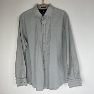 Victorinox Men’s Pinstriped Button Down Size XL Gray & White Italian Cotton